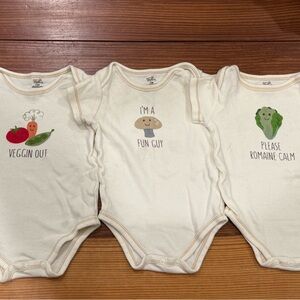 Organic Cotton Baby Bodysuit Set - Cream